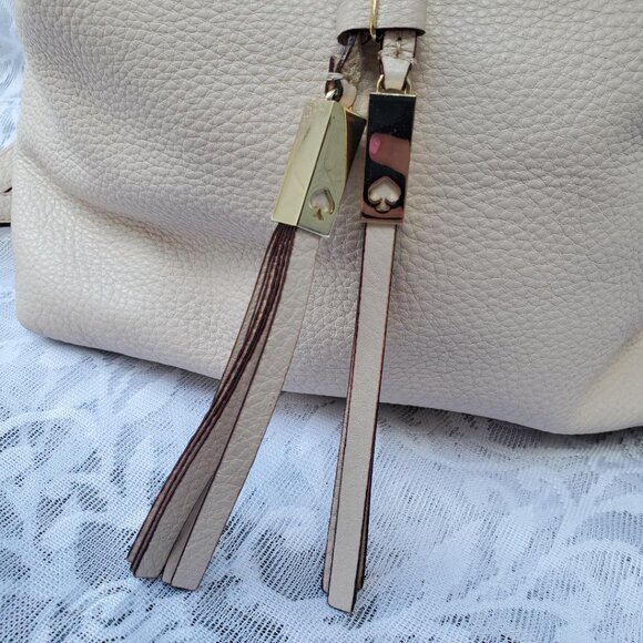 Kate Spade New York Beige Pebbled Leather Adjustable Strap Travel Backpack Bag - Picture 3 of 6